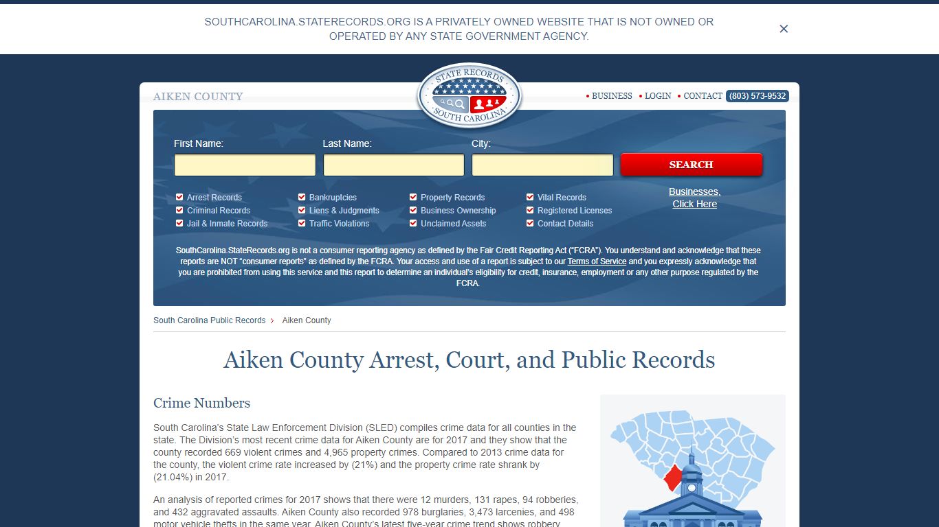 Aiken County Arrest, Court, and Public Records